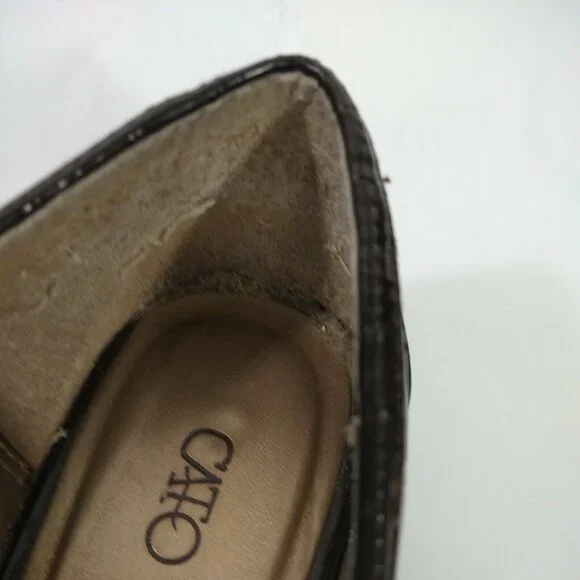 Cato Slip-on Flats Loafers Women Size 9 M Brown Embossed Croc Print - Picture 7 of 7